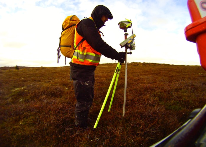 Locating survey monuments in Clark's Point, Alaska